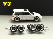 V3 - JROTA 8 Spoke Aluminium Rim Rubber Tire 8/10/12mm Custom 1/64 Diecast Car