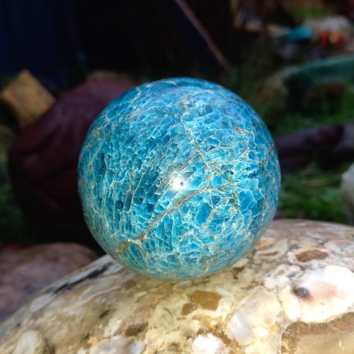 blauer Apatit Kugel Sphere 8,5cm Motivation blue Apatite Zen Garten Optimismus - Bild 1 von 6