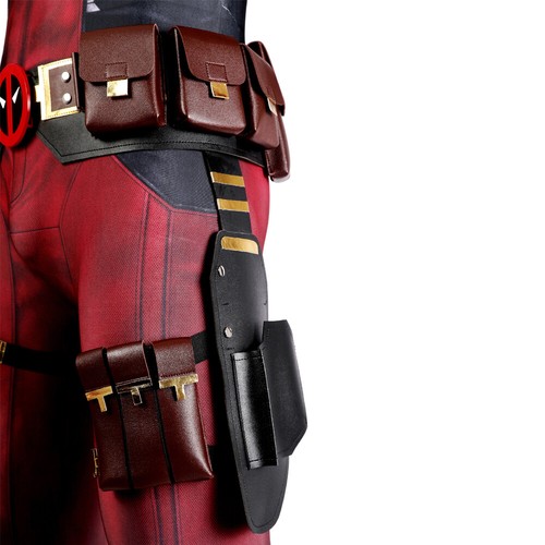 Deadpool 3 Jumpsuit Cosplay Costume Wade Wilson Suit Face Shell Belt Outfit Prop - Picture 16 of 27