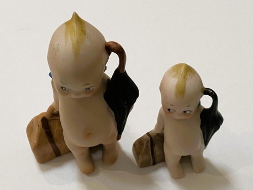 Rose O'Neill Kewpie Antique Bisque Doll Set 2 Size TRAVELER, Orig Sticker 1913 - Picture 12 of 12