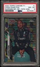 2020 Topps Chrome F1 Sapphire Lewis Hamilton 70th Refractor Variation SP PSA 8 