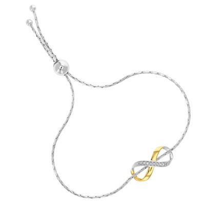 Diamant Armband für Damen 1/20 Karat Gelbgold vergoldet verstellbar Bolo Infinity