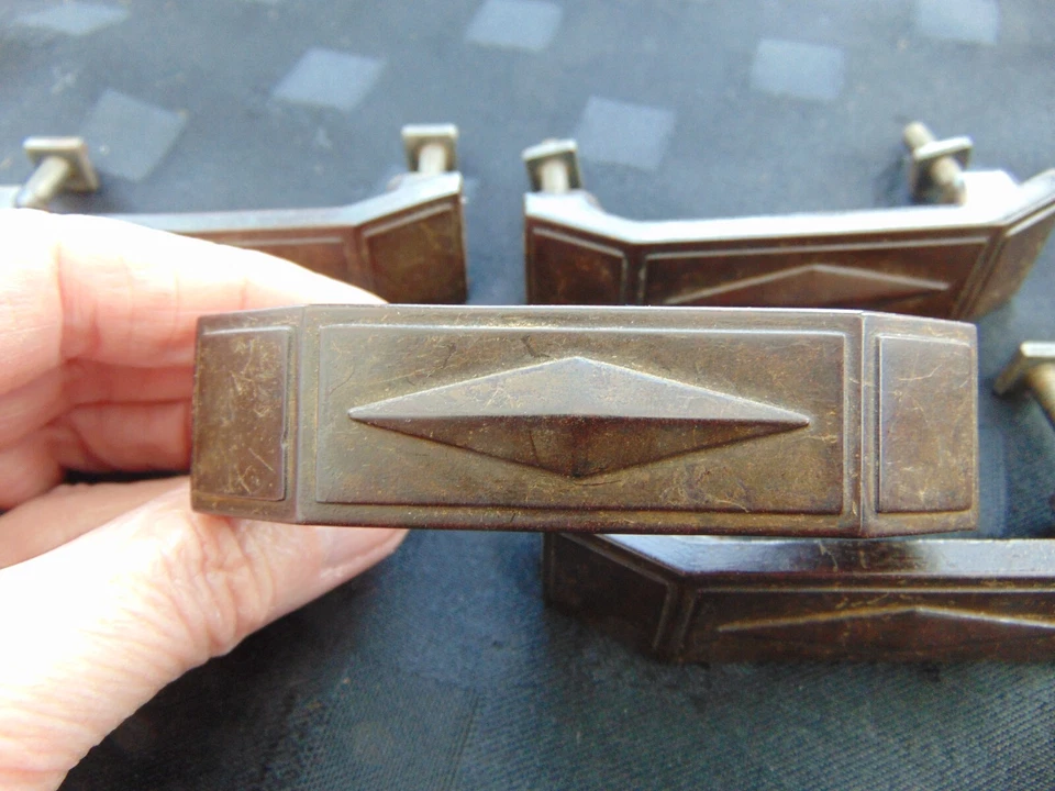 Juego de 4 manijas de cajón decorativas de baquelita Art Deco vintage Foto 3 de 4