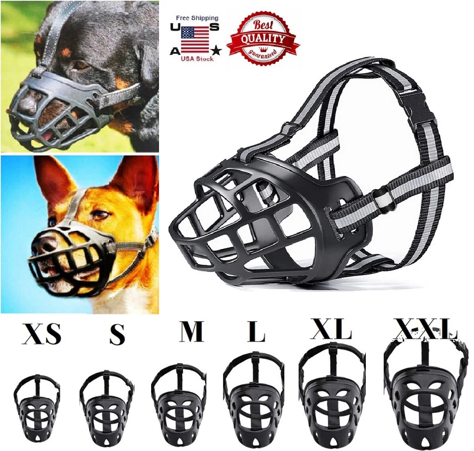 Adjustable Pet Dog No Bite Muzzle Cage Mouth Mesh Cover For XS S M L XL XXL USA - Image 3 of 4