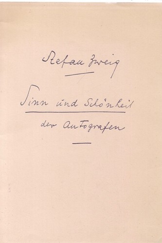 Stefan Zweig Sentido y belleza de los autógrafos PRIMERA EDICIÓN RARO 1935 EXILIO