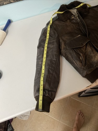 Sheplers Mens Western Leather Bomber Jacket Size 44 Sherpa Vintage - Picture 7 of 10