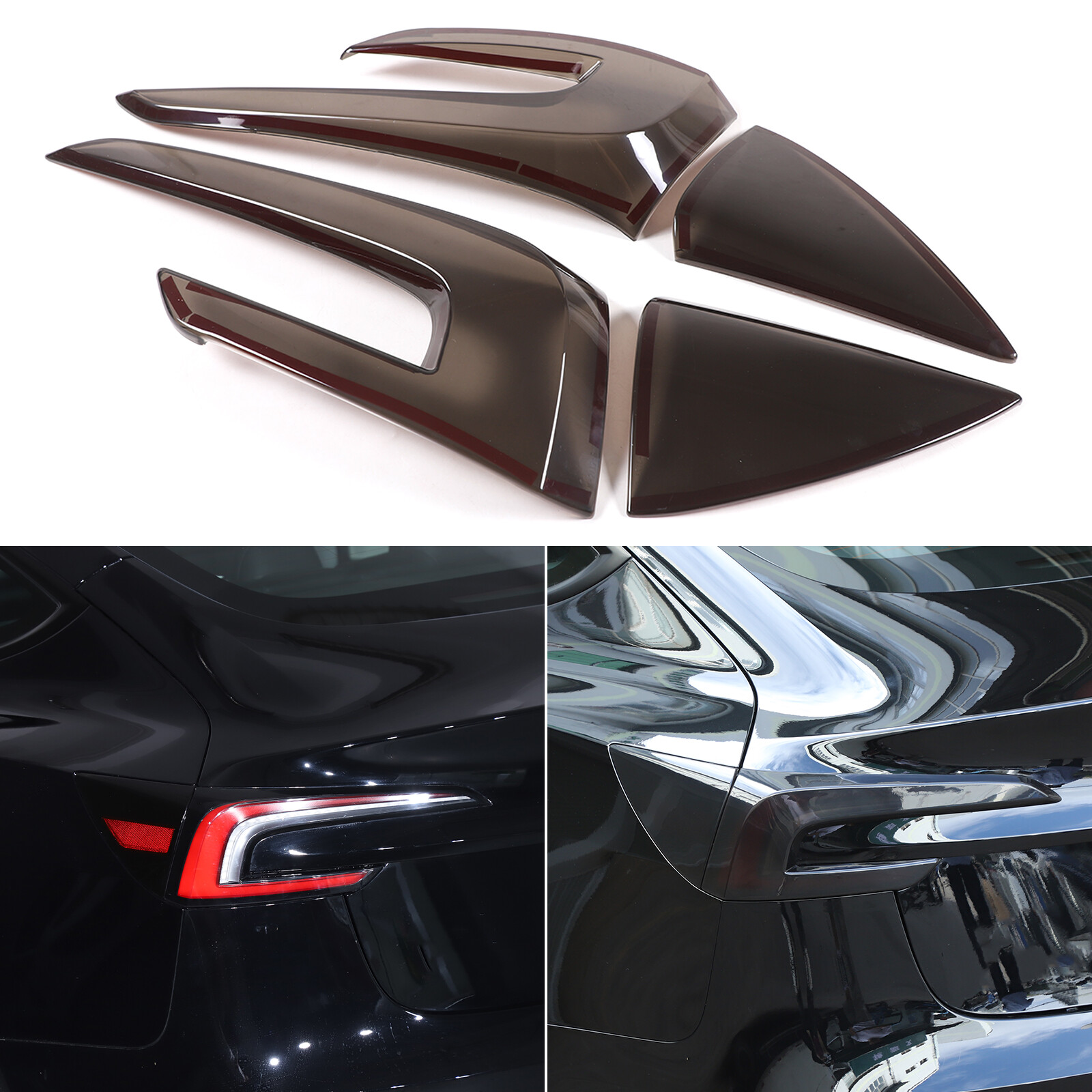 Smoked Black Tail Light Guard Cover for Tesla Model 3 2023-2024