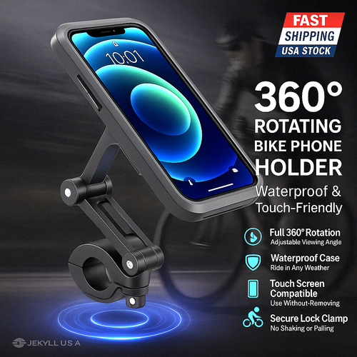 Bike Motorcycle Handlebar Mount Holder Case for iPhone 16 15 Samsung S25 S24 S23 - Picture 4 of 15