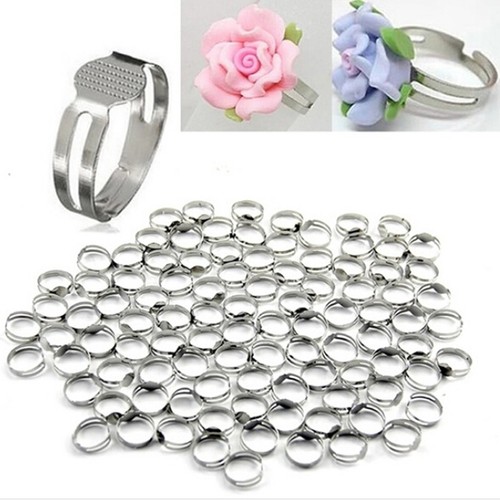 50pcs 8mm Flat Pad Ring Bases DIY Blank Findings For Jewelry Making AdjustaH&q& - Picture 4 of 15