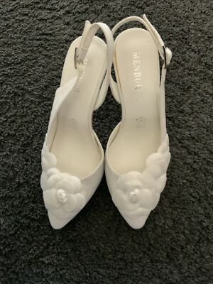 Menbur Braut Pumps weiß Creme 37 Slingbacks High Heels NEU 129 
