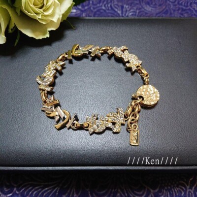 YVES SAINT LAURENT Bracelet Bangle AUTH YSL Logo Rare