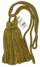 Conso Duke 11888 N36 GOLD MOSS GREEN 9" Double Tassel Drapery Curtain Tieback 