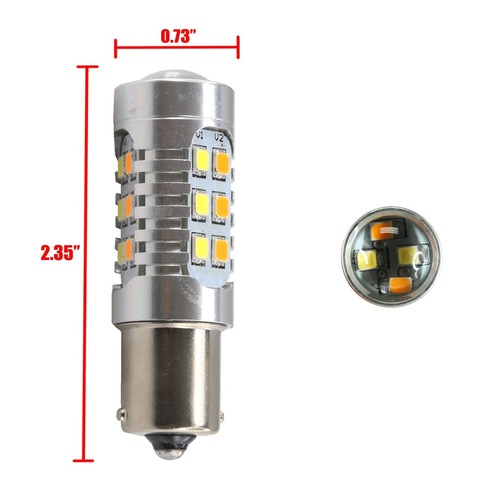 1156 Single Filament Dual Color White/Amber Switchback 22-LED Turn Signal Bulbs - Picture 2 of 7