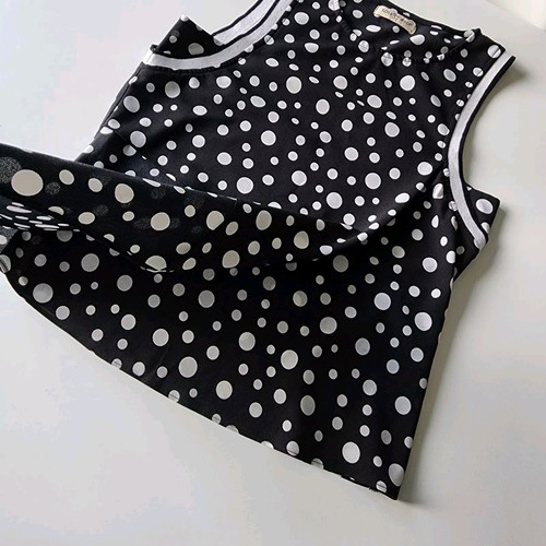 SOLE MIO Polkadot Asymmetrical Blouse Womens Small Tank Tunic Top Layered Black - Picture 3 of 14