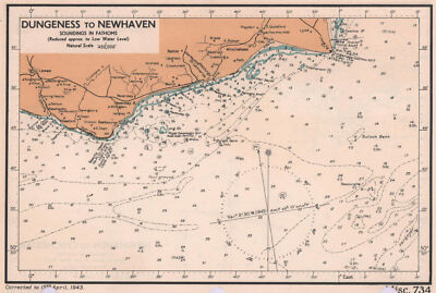 Dungeness to Newhaven. English Channel sea coast chart Sussex ADMIRALTY  1943 map | eBay