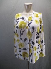 Croft Barrow Size L Womens Floral White Lightweight Button Up Soft Cardigan 167