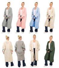 Women's Cherry Print Balloon Sleeve Long Maxi Cardigan Knitted Ladies Cardigans