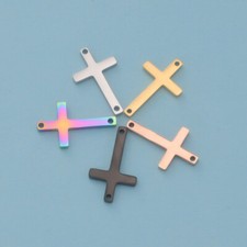 10x Stainless Steel Cross Connector Pendant Charm Beads for DIY Making Set Craft