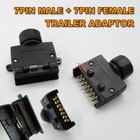 7 PIN FLAT FEMALE SOCKET + MALE PLUG ADAPTOR TRAILER WIRING CARAVAN CONNECTOR