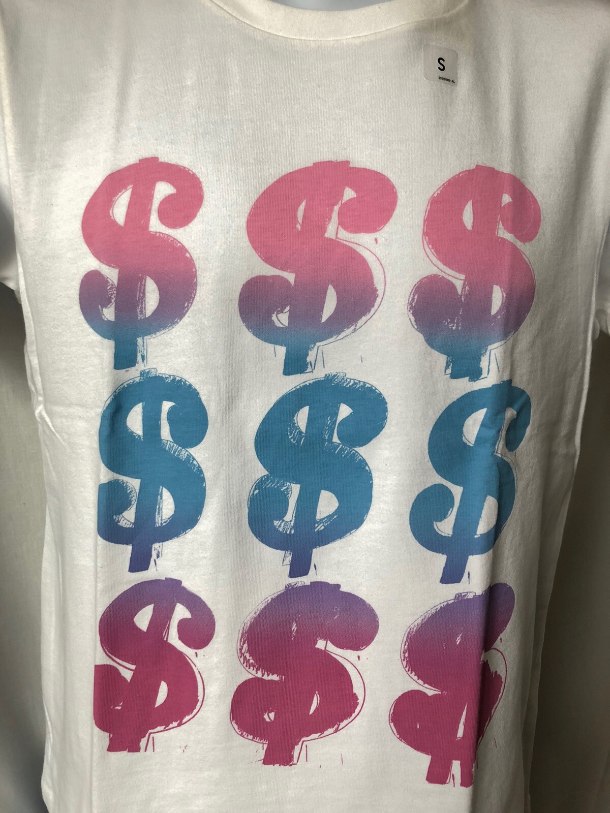 UNIQLO By ANDY WARHOL “Dollar Signs” Women’s Small White SS Crew Tee New w/Tags. image 9