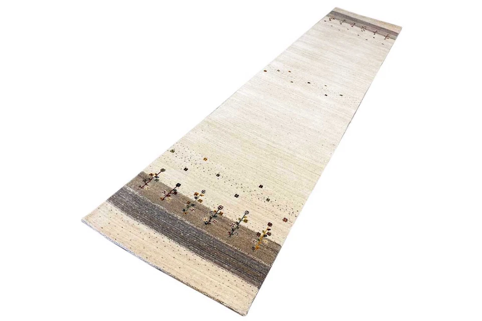 Gabbeh Loom Luri Läufer – 80x400 – Handgewebt – Wolle – Creme-Grau – Gepunktet - Bild 4 von 4