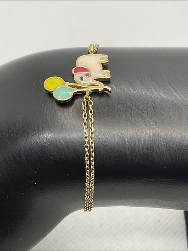 18K (750) Yellow Gold Babies Bracelet w/Multicolor Enamel BABY ELEPHANT Charm - Picture 4 of 15