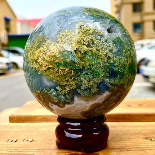 1.86LB Natural Water Grass Agate Ball Quartz Crystal Ball Healing - 第 4/13 張圖片