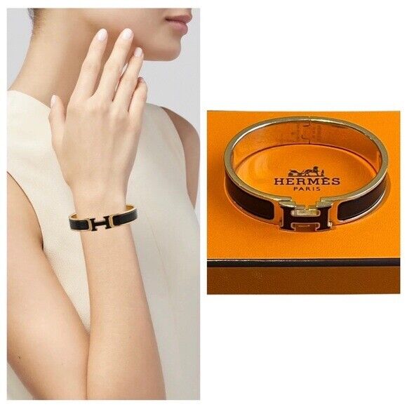 Hermes Clic H Bracelet - Black & Gold | eBay Hermes Clic H Bracelet - Black & Gold | eBay