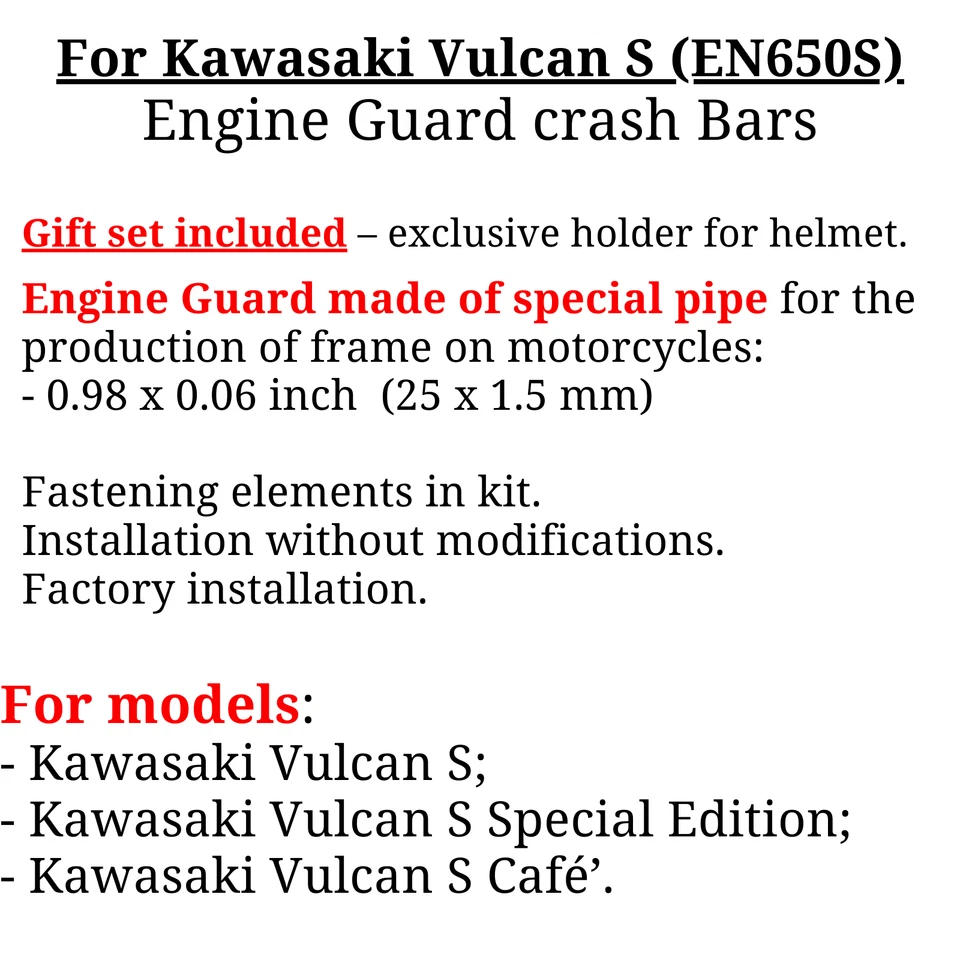 Protector de motor para Kawasaki Vulcan S 650 barras de choque Vulcan S EN650, extra Foto 3 de 4