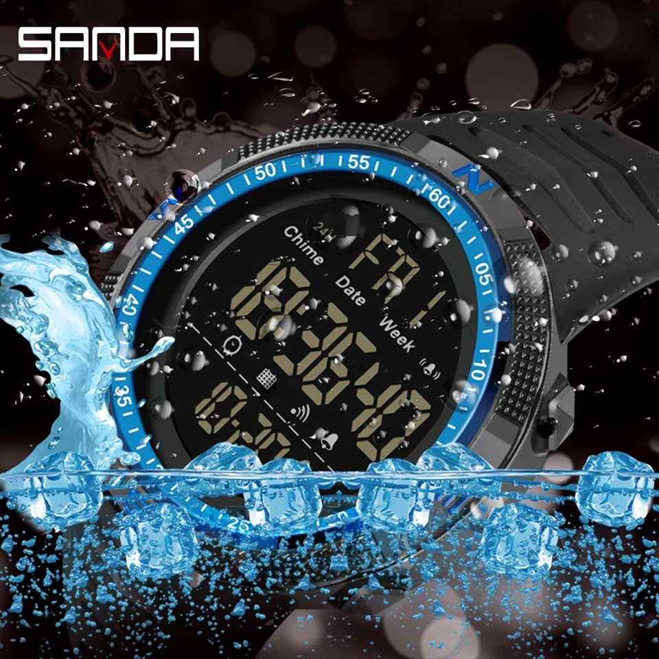 Military Wrist Watch Men Tactical Digital Waterproof LED Sports Stopwatch Timer - Image 4 of 4
