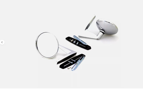 NEW DOOR MIRRORS LONG BASE US STYLE PAIR LH RH ROUND CHROME CLASSIC CAR FENDER