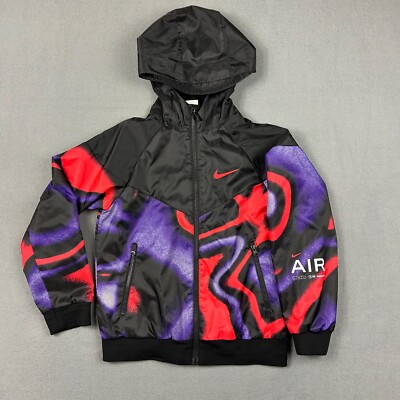 Nike Jacket Boys Small Full Zip Hooded Windbreaker Air Max