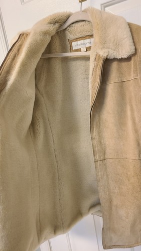 VTG Liz Claiborne 100% Leather Faux Fur Lined & Trimmed Jacket Coat Women Sz S - Picture 5 of 15