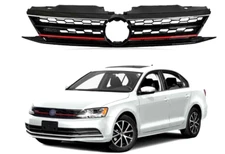 For 2015 2016 2017 VW Volkswagen Jetta Black Front Honeycomb Grille W/Red Trim