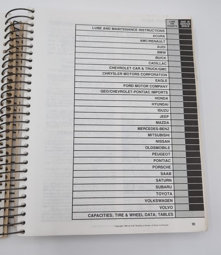 1992 Gousha Automobile Specification Guide Auto Car Care Guide Book Chek-chart - Picture 3 of 7
