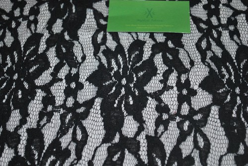 100% Baumwolle Spitze Webstoff 58" breit schöne Spitze Naturfaser weich schwarz - Bild 5 von 12
