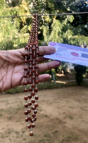925 Silber + 108+1 LABOR ZERTIFIZIERT natürliche RUDRAKSHA Perlen 5 Mukhi Mala ROSENKRANZ - Bild 5 von 11