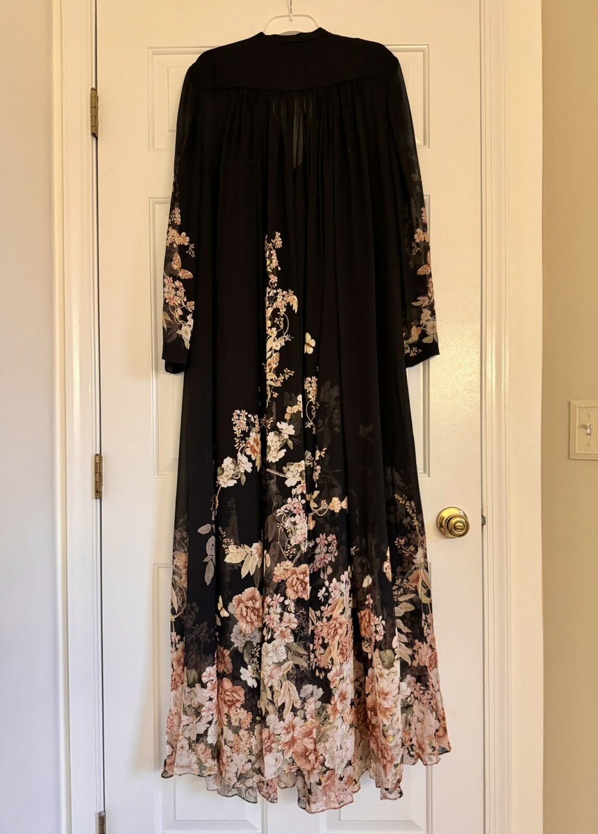 NWOT Zimmermann $1,450 Natura Sheath Floral Black Midi Maxi