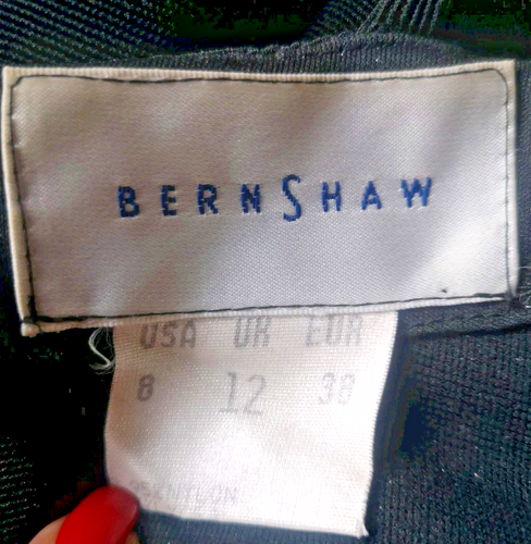 Langes Kleid Kettenträger Vintage Schwarz Bernshaw Schlitze Plunge Brust Stretch S12 - Bild 10 von 14