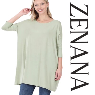 PLUS 1X 2X 3X ZENANA MANY COLORS TO CHOOSE  Pockets 3/4 Sleeves Top/Tunic BHCS
