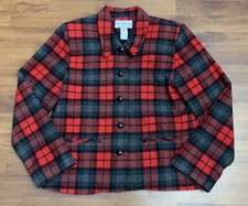 Bedford Fair Vintage Wool Blazer USA Made Red Buffalo Plaid Tweed Jacket Size 10