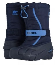 SOREL Z49126 Youth Blue Nylon Flurry Waterproof Insulated Snow Boot Size 7M