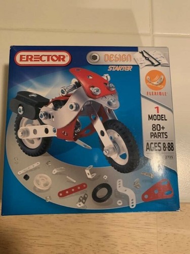 NEU Erector 2735 Kit Design Starterset Motorrad flexibel 80+ Teile 2010   - Bild 1 von 3