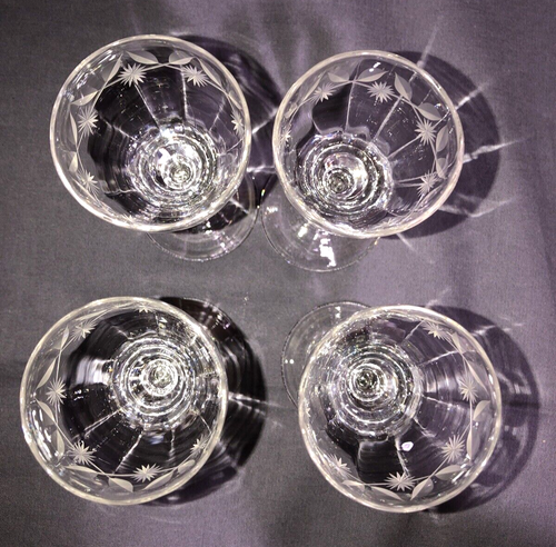 Lot of 4 ~ Edwardian Era Bryce Cut 841 Crystal Cordial Glasses - Picture 2 of 8