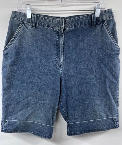 Kim Rogers Women's Size 12 Cuffed Denim Blue Jean Bermuda Shorts High Rise