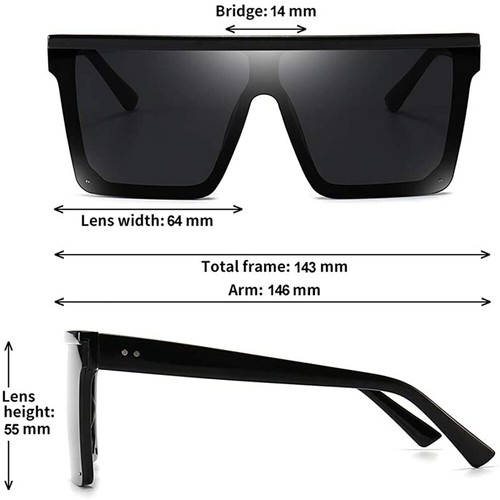 Skin Friendly Oversized Square Rimless Flat Sunglasses for Men Women Outdoor - Picture 12 of 12