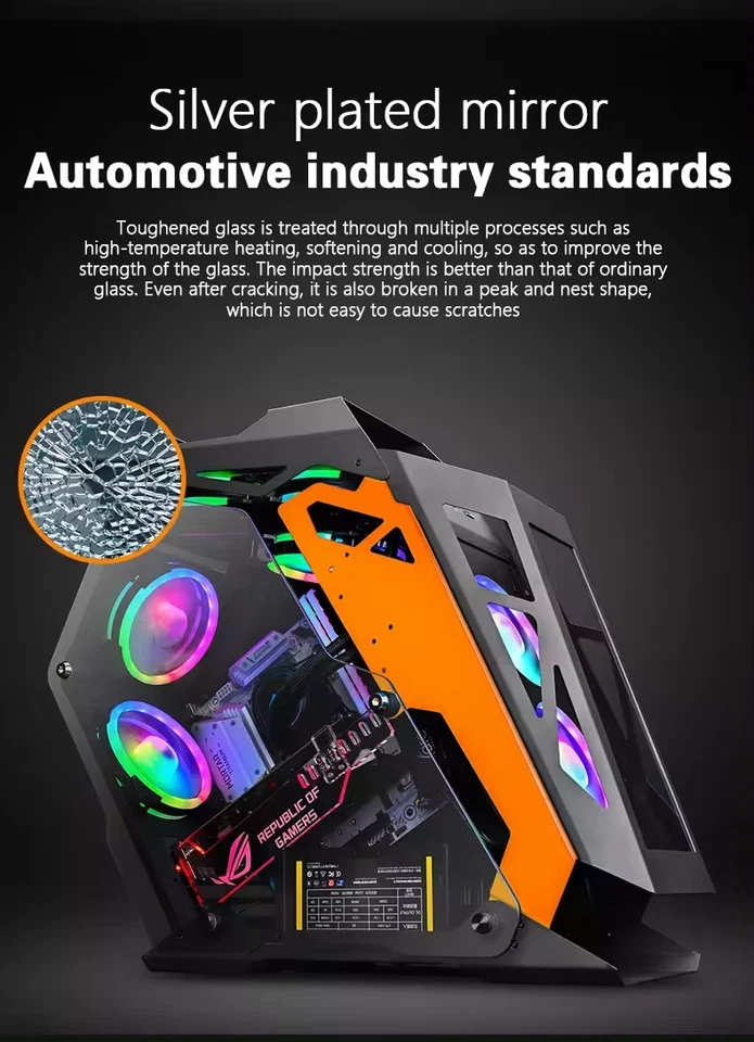 Gaming PC Case – RGB Mid Tower M-ATX with Tempered Glass Front Panel - UK Stock - Image 3 of 4