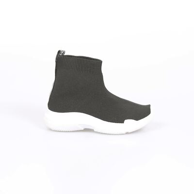 Girls Ankle Sock Trainers Pull on Mid Chunky Sole Heel Kid Knitted Running  Shoes UK