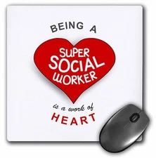 3dRose Being a Super Social Worker is a work of Heart - red job appreciation Mou