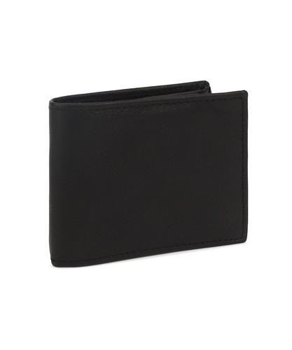 Leatherboss Genuine Men's Coin Pocket and pull up flap Bifold Wallet , Black - Picture 6 of 10